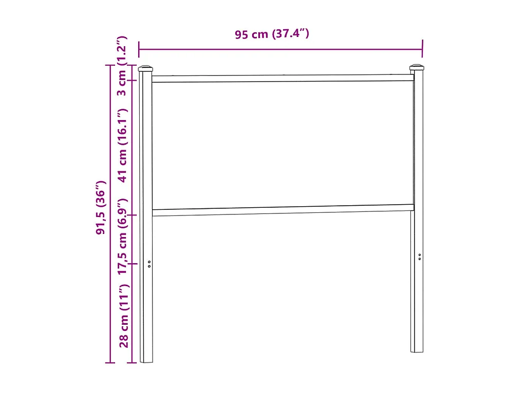 Ersatz-Kopfteil Braun Eichen-Optik 90 cm Holzwerkstoff und Stahl