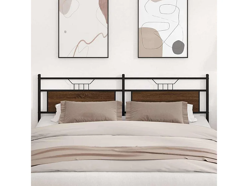 Kopfteil Braun Eichen-Optik 200 cm Holzwerkstoff und Stahl