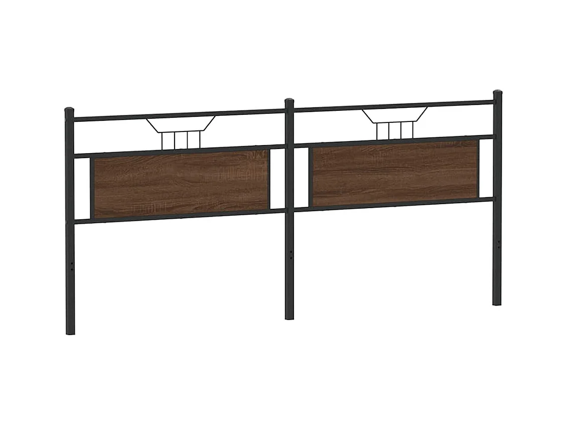 Testiera Rovere Marrone 200 cm in Legno Multistrato e Acciaio