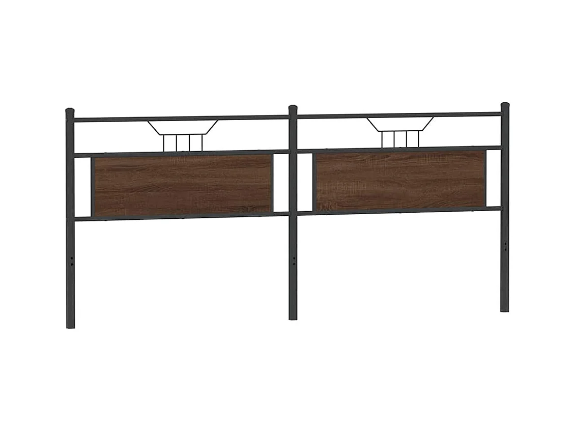 Testiera Rovere Marrone 200 cm in Legno Multistrato e Acciaio