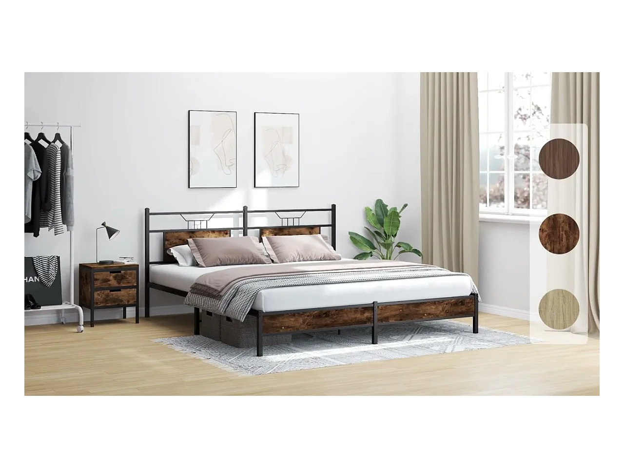 Tête de lit chêne marron 200 cm bois d'ingénierie et acier