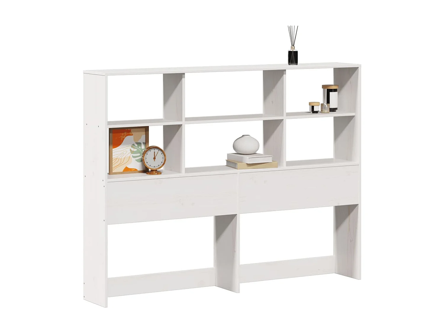 Tête de lit avec rangement blanc 135 cm bois massif de pin