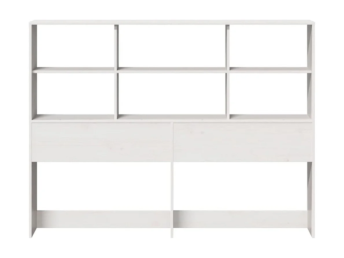 Tête de lit avec rangement blanc 135 cm bois massif de pin