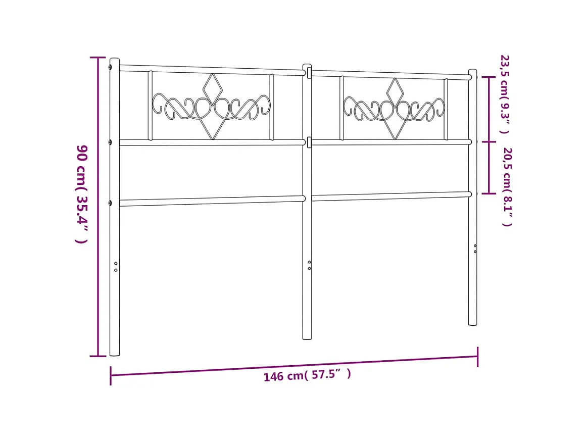 Hoofdbord 140 cm metaal zwart