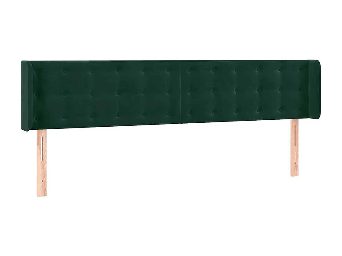 Tête de lit avec oreilles Vert foncé 163x16x78/88 cm Velours