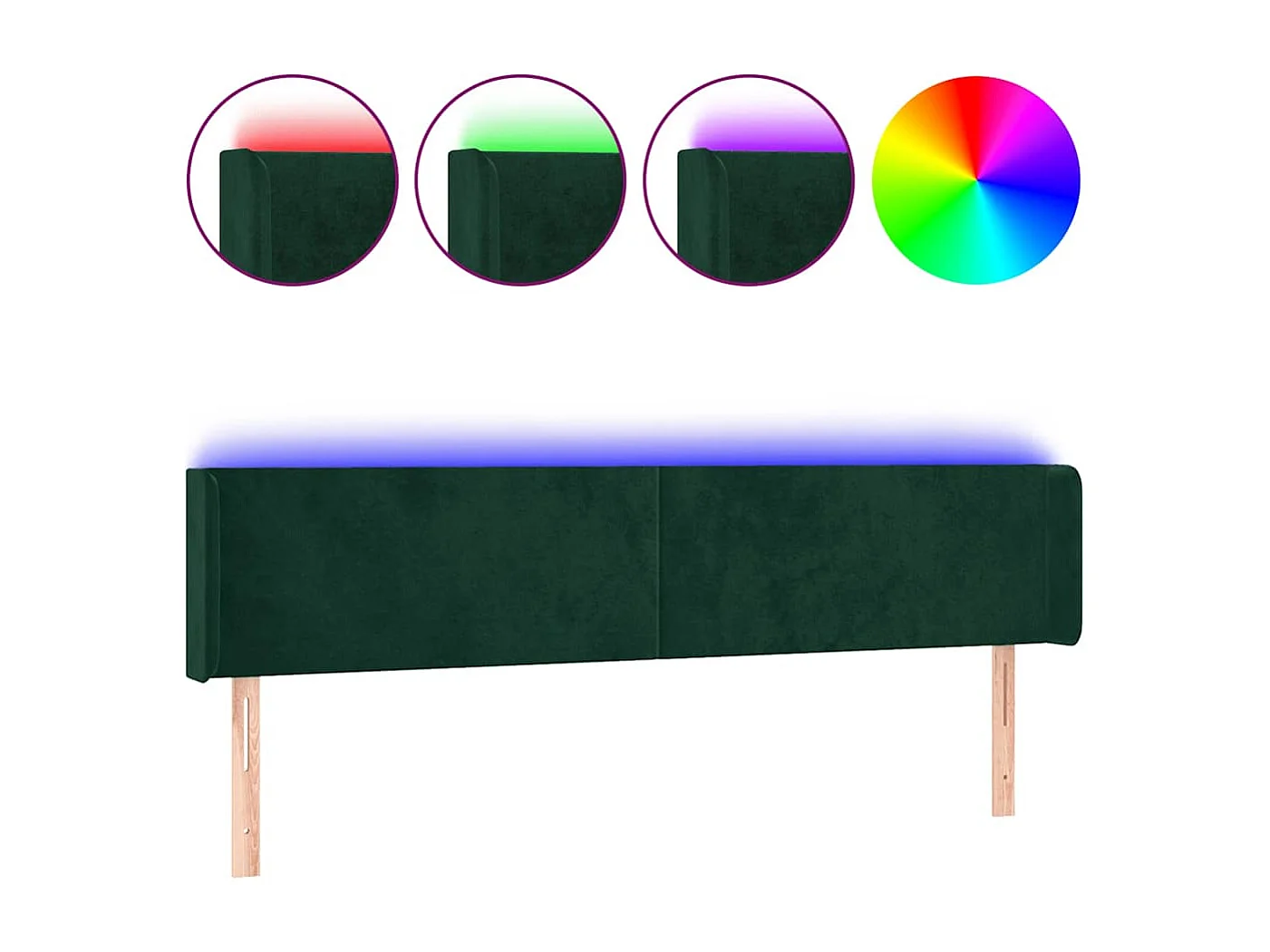 Hoofdbord LED 183x16x78/88 cm fluweel donkergroen