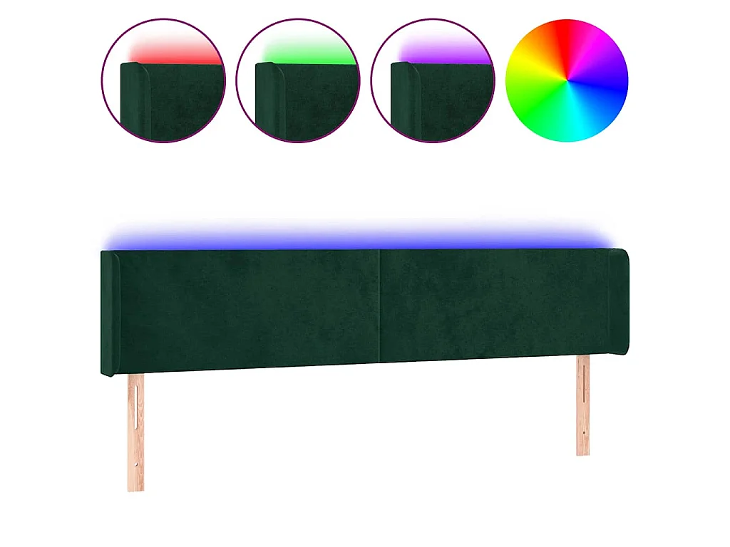 Hoofdbord LED 183x16x78/88 cm fluweel donkergroen