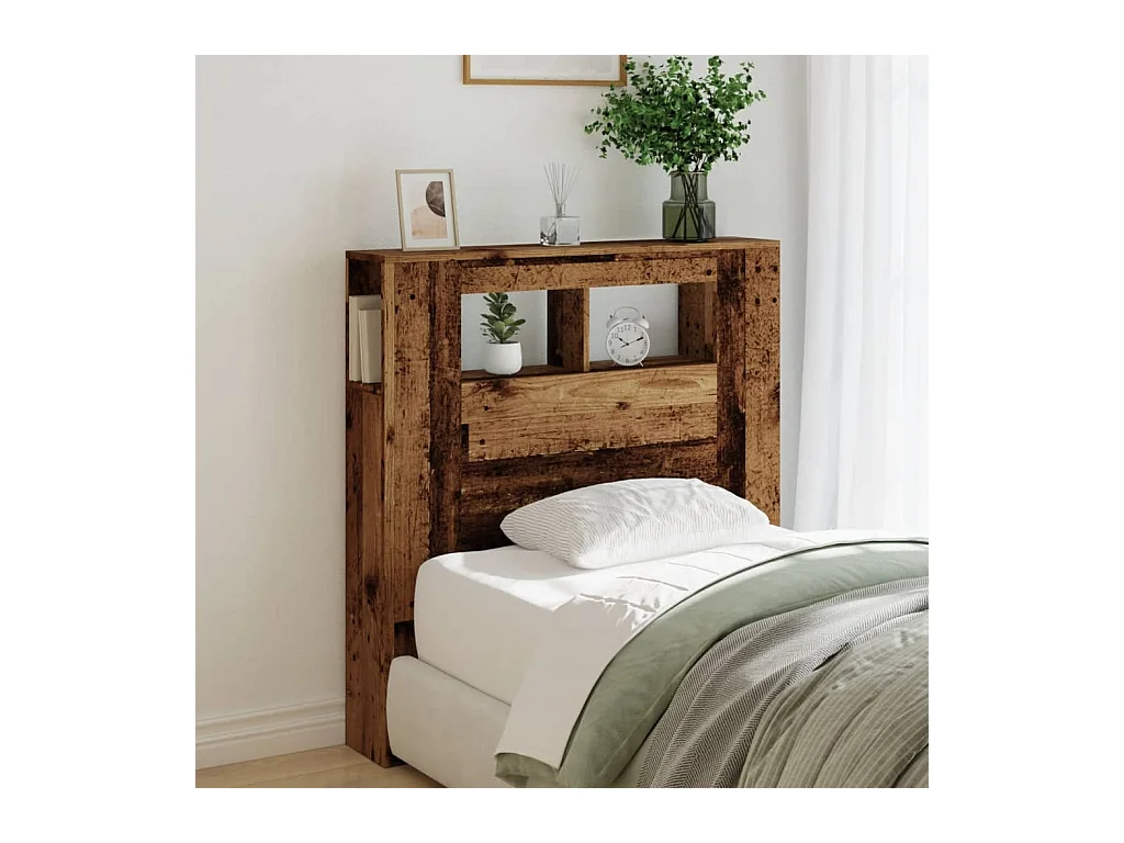Tête de lit à LED vieux bois 100x18,5x103,5cm bois d'ingénierie