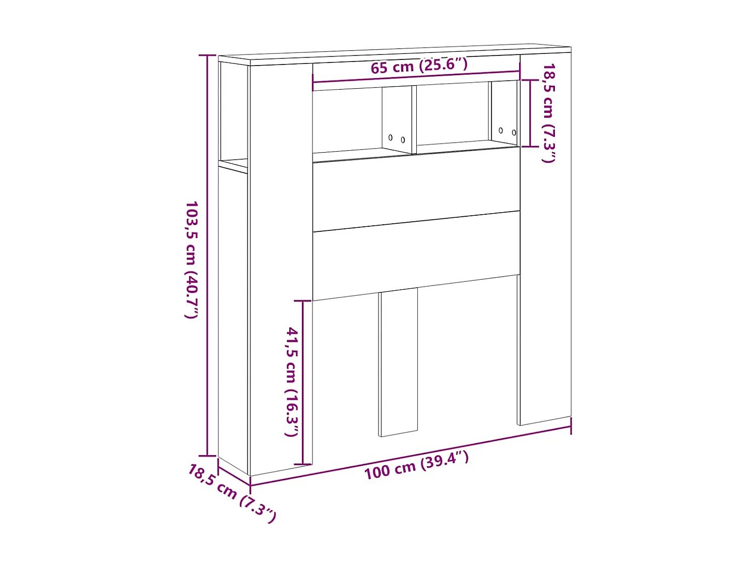 LED-Kopfteil Altholz-Optik 100x18,5x103,5 cm Holzwerkstoff