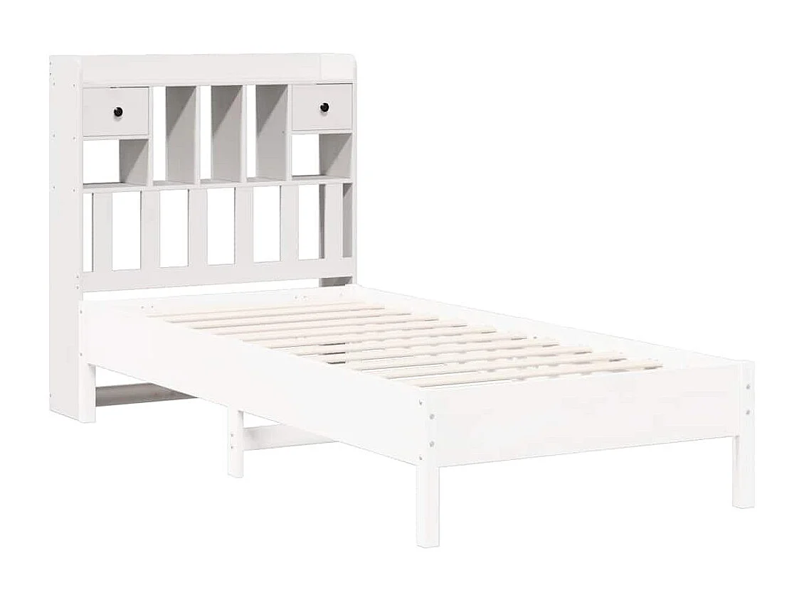 Kopfteil mit Stauraum Weiß 90 cm Massivholz Kiefer