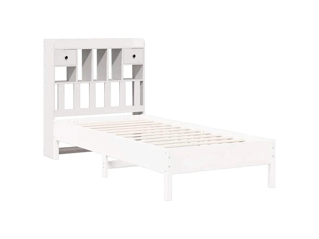 Tête de lit avec rangement blanc 90 cm bois massif de pin