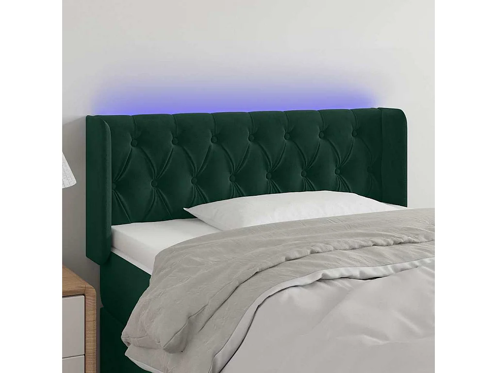 Tête de lit à LED Vert foncé 103x16x78/88 cm Velours