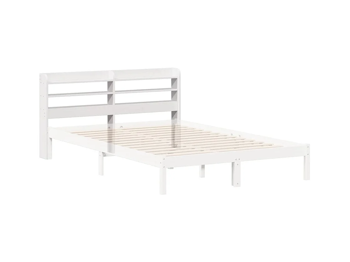 Kopfteil mit Ablagen Weiß 160 cm Massivholz Kiefer
