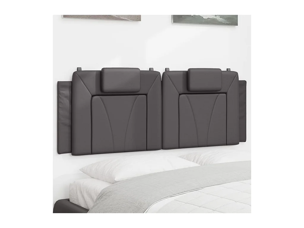 Coussin de tête de lit gris 140 cm similicuir