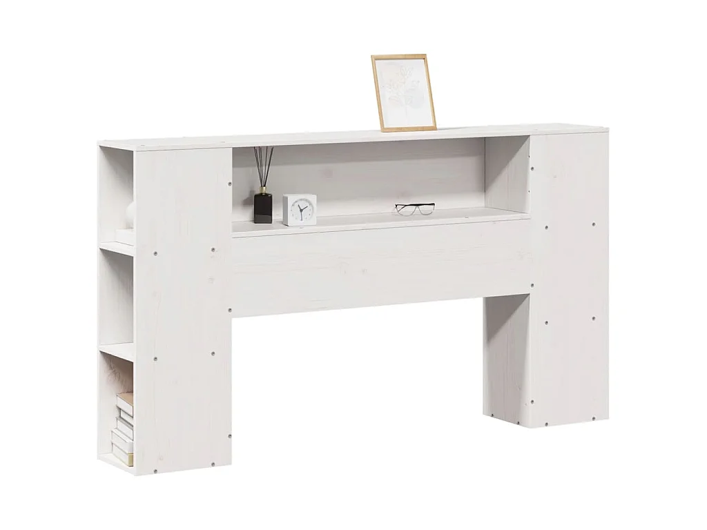 Tête de lit avec rangement blanc 160 cm bois massif de pin