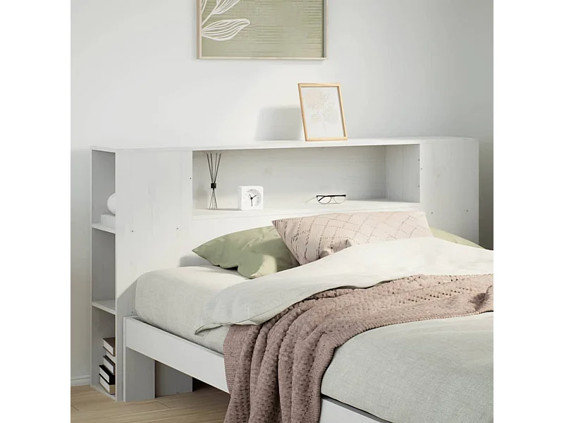 Tête de lit avec rangement blanc 160 cm bois massif de pin