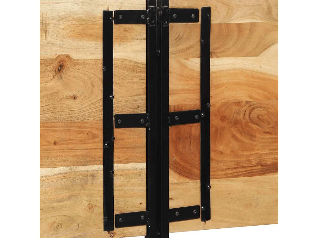 Tête de lit 200 cm bois massif d'acacia et fer