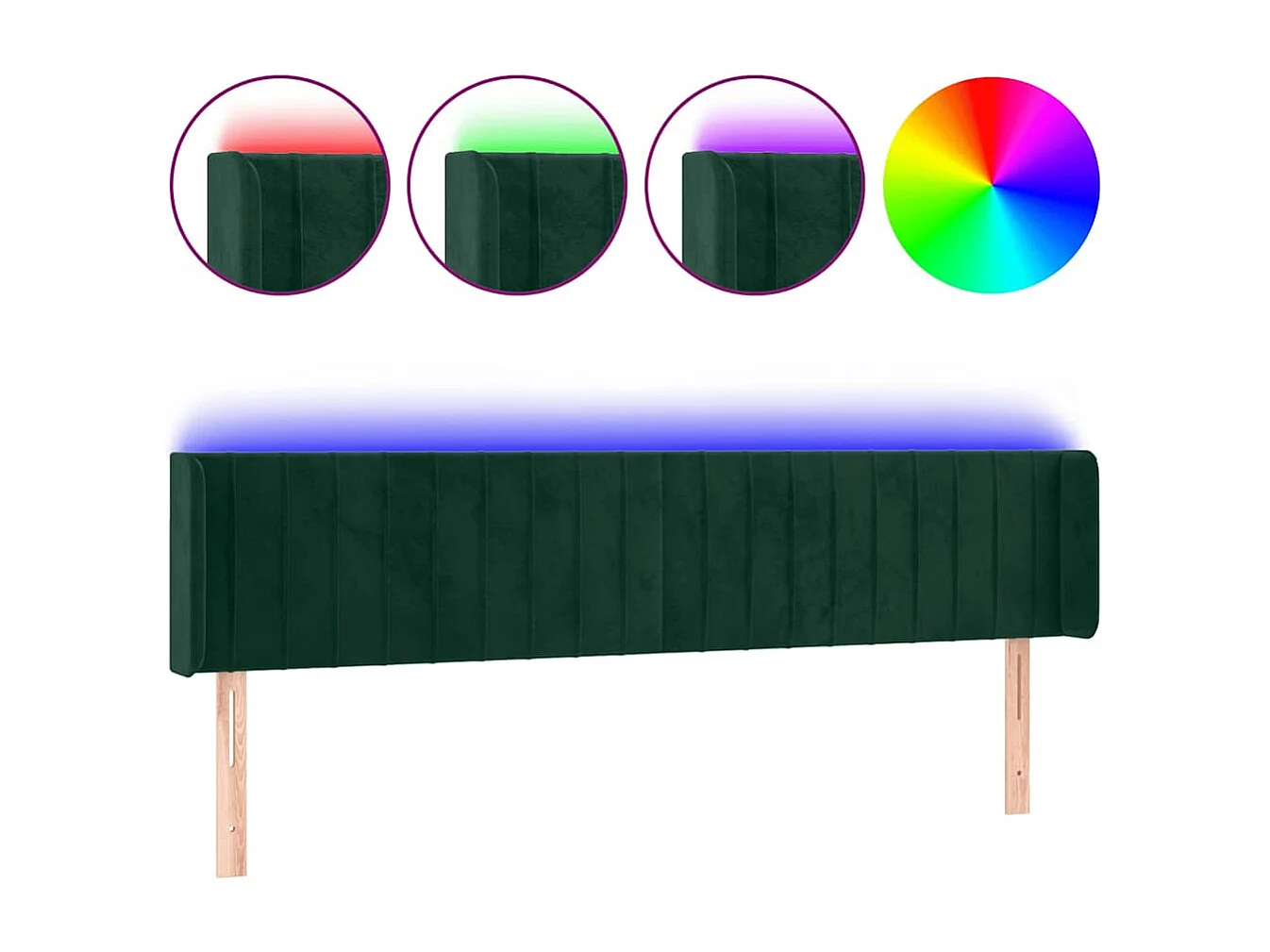 Tête de lit à LED Vert foncé 183x16x78/88 cm Velours