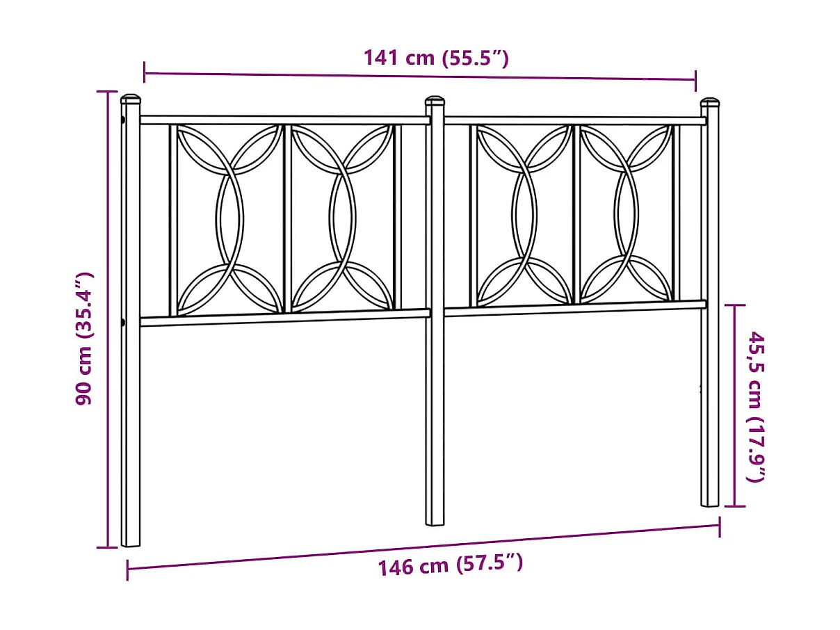 Hoofdbord 140 cm metaal zwart