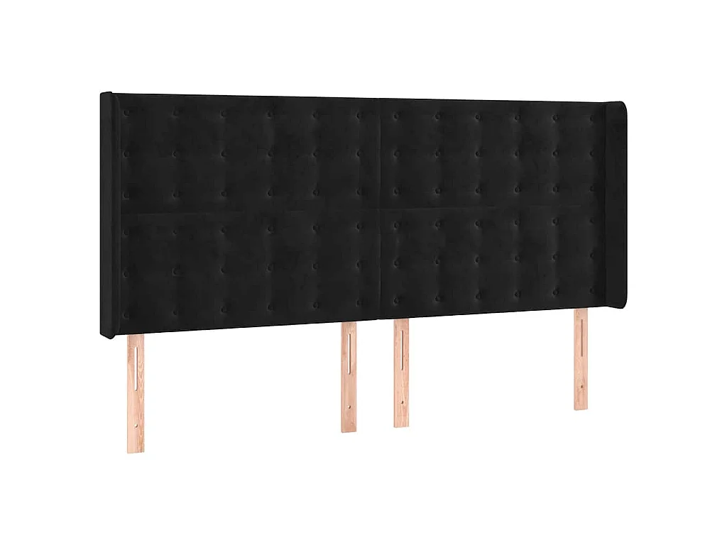 Cabecero con LED de terciopelo negro 163x16x118/128 cm