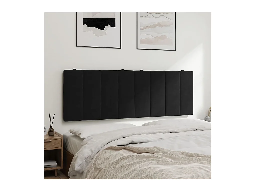 Coussin de tête de lit Hanko noir 140 cm velours
