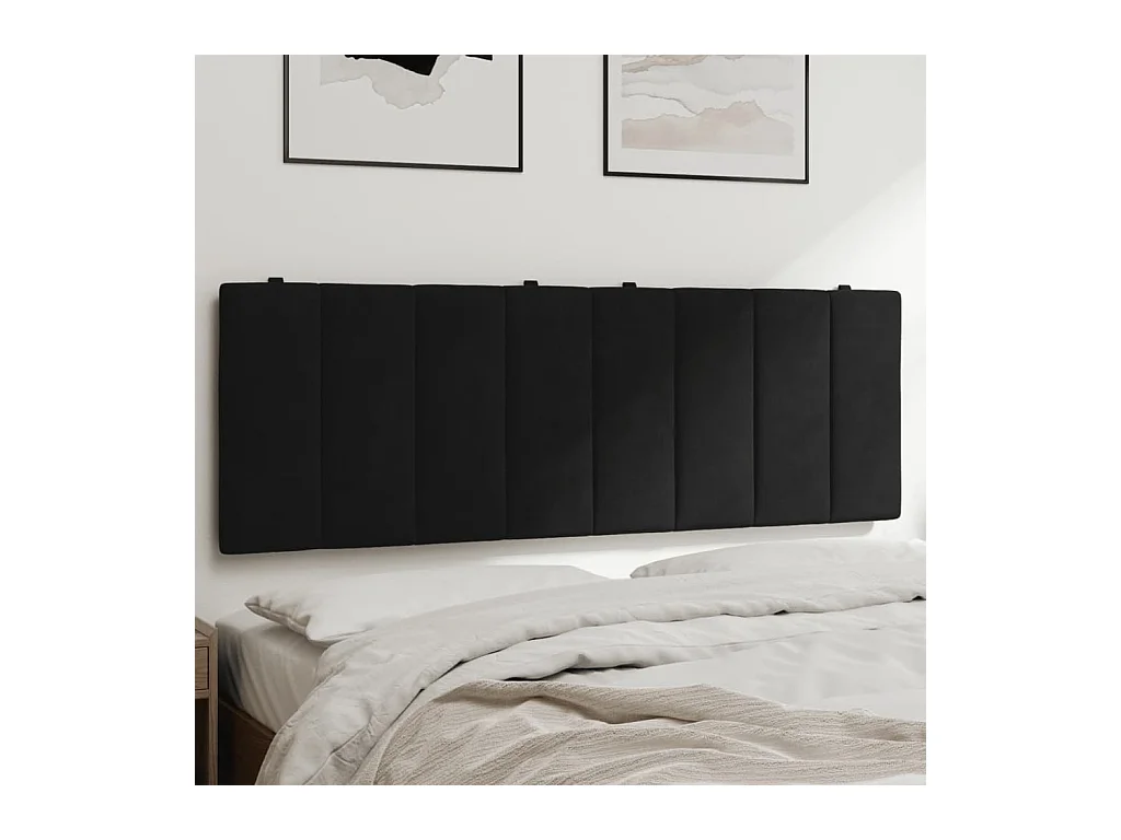 Coussin de tête de lit noir 140 cm velours