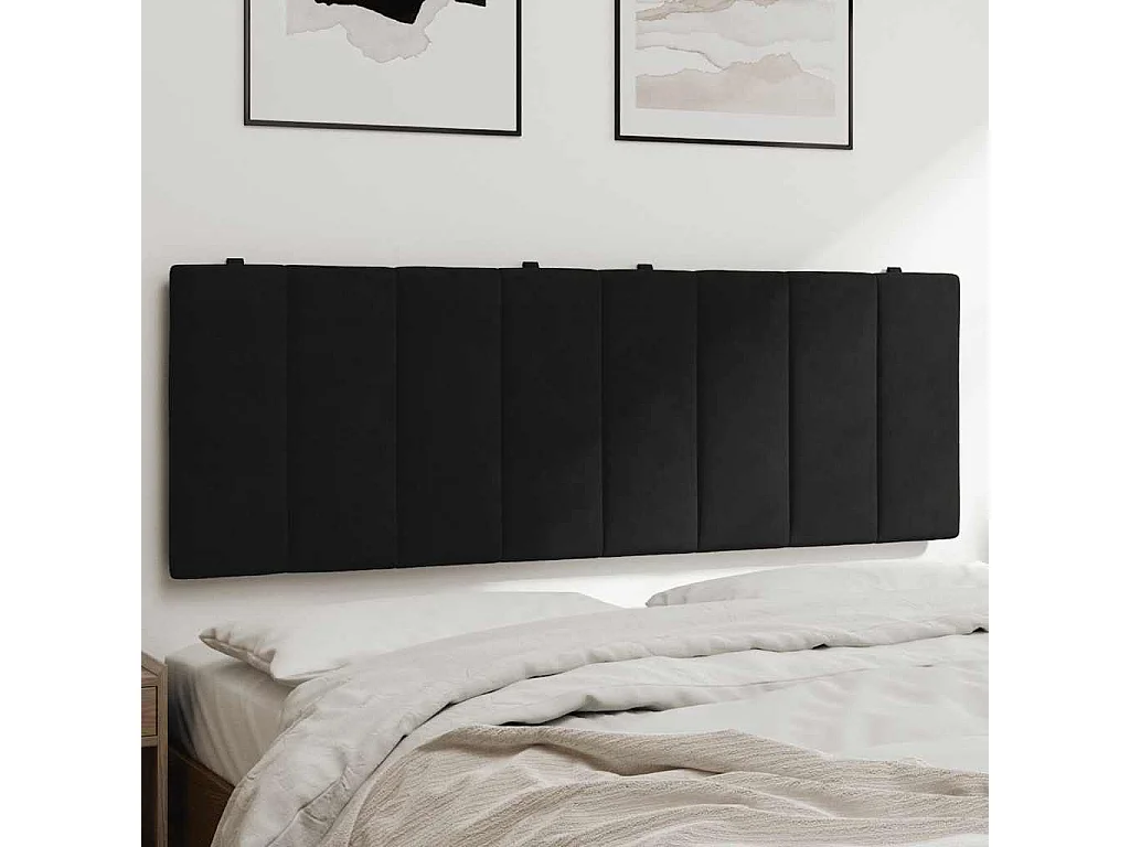 Coussin de tête de lit Hanko noir 140 cm velours