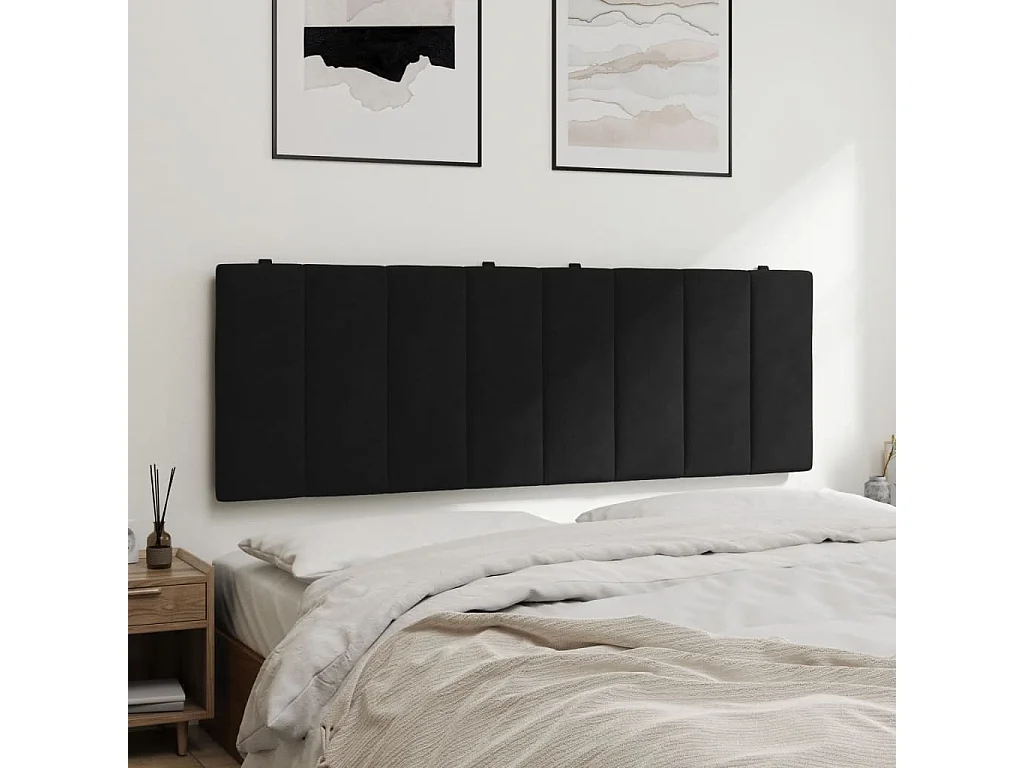 Coussin de tête de lit Hanko noir 140 cm velours