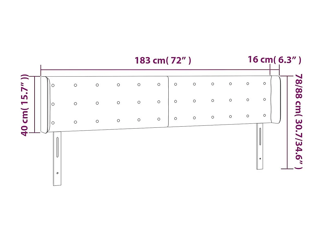 Tête de lit à LED Vert foncé 183x16x78/88 cm Velours