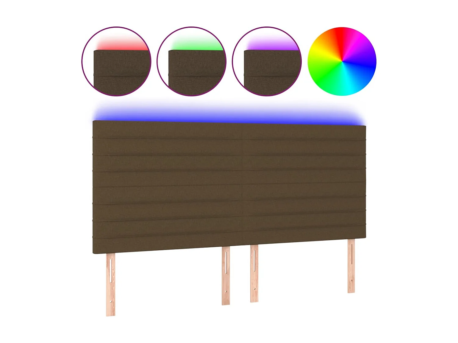 Tête de lit à LED Marron foncé 180x5x118/128 cm Tissu