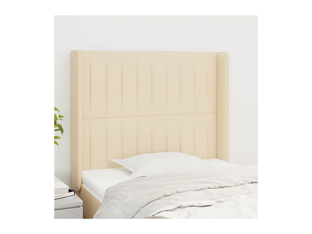 Tête de lit avec oreilles Crème 103x16x118/128 cm Tissu