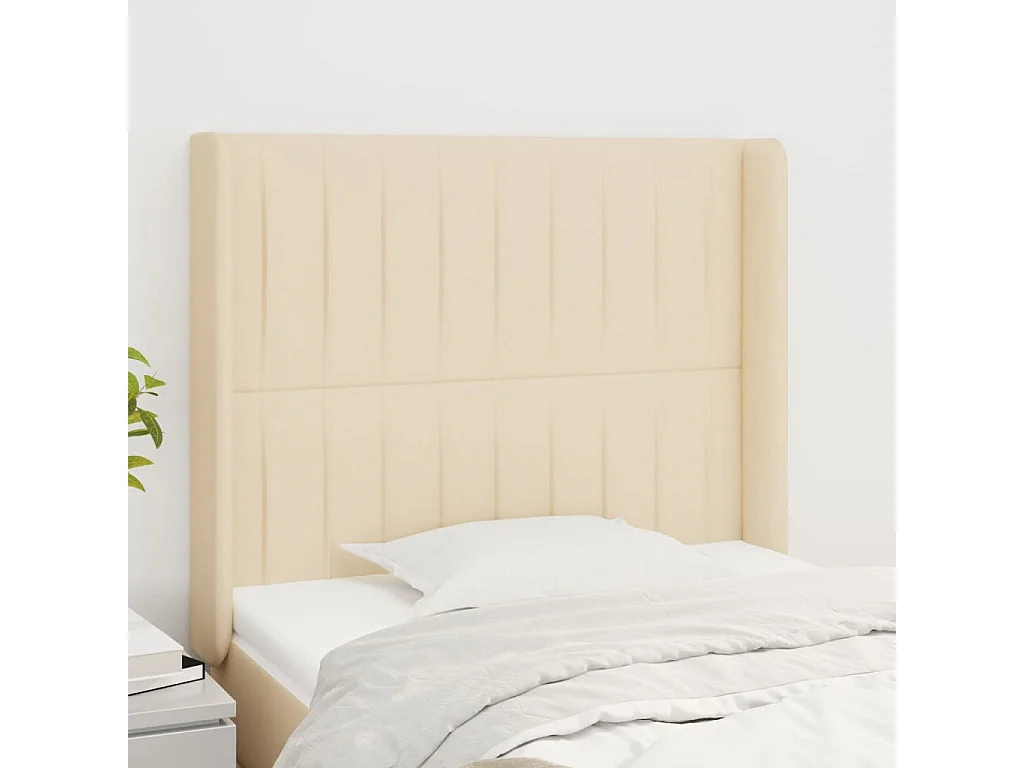 Tête de lit avec oreilles Crème 103x16x118/128 cm Tissu