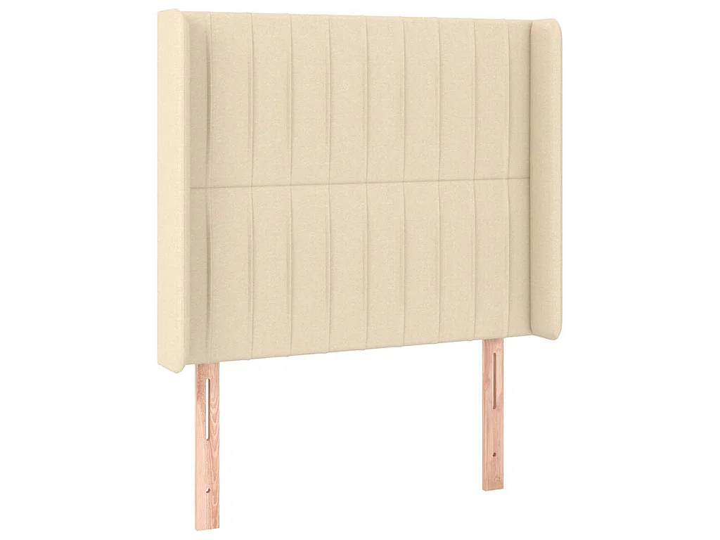 Hoofdbord met randen 103x16x118/128 cm stof crèmekleurig