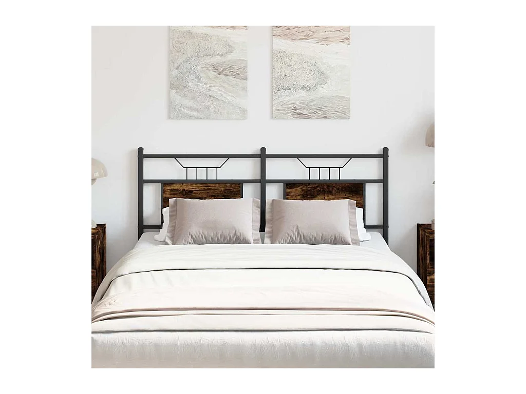 Hoofdeinde 137 cm spaanplaat 137 cm gerookt eikenhout en staal