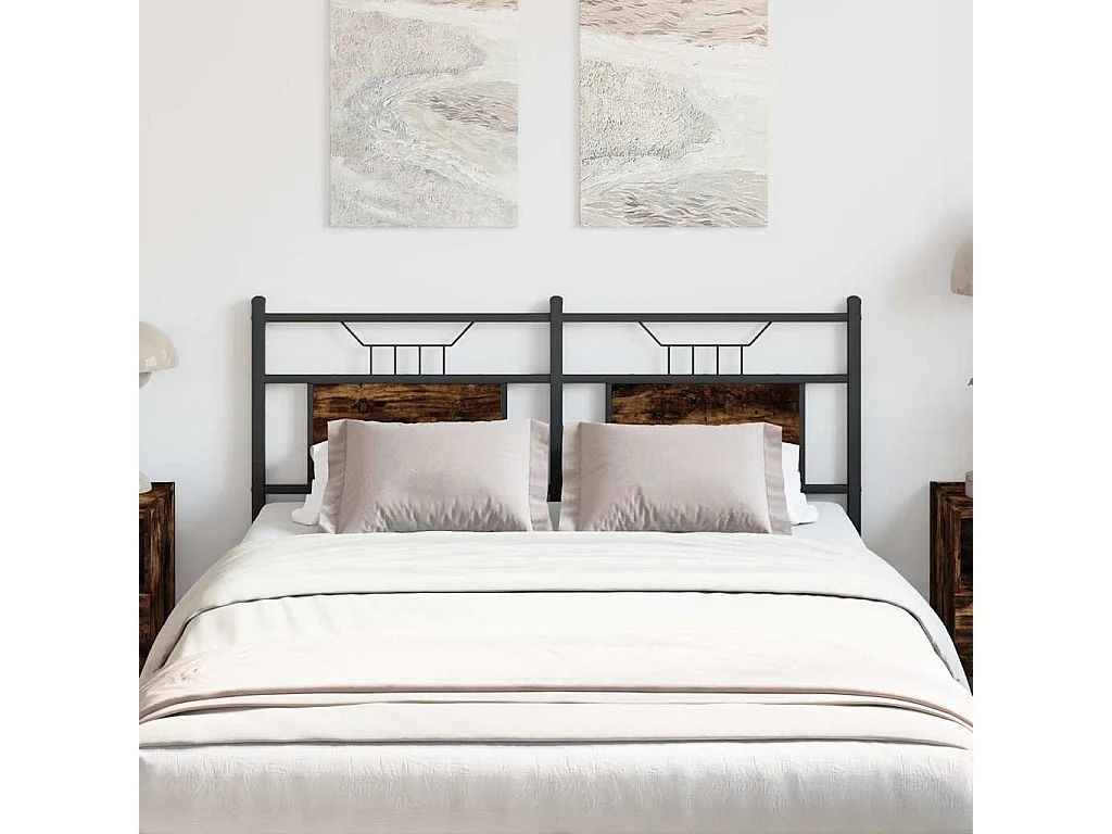 Tête de lit chêne fumé 137 cm bois d'ingénierie et acier