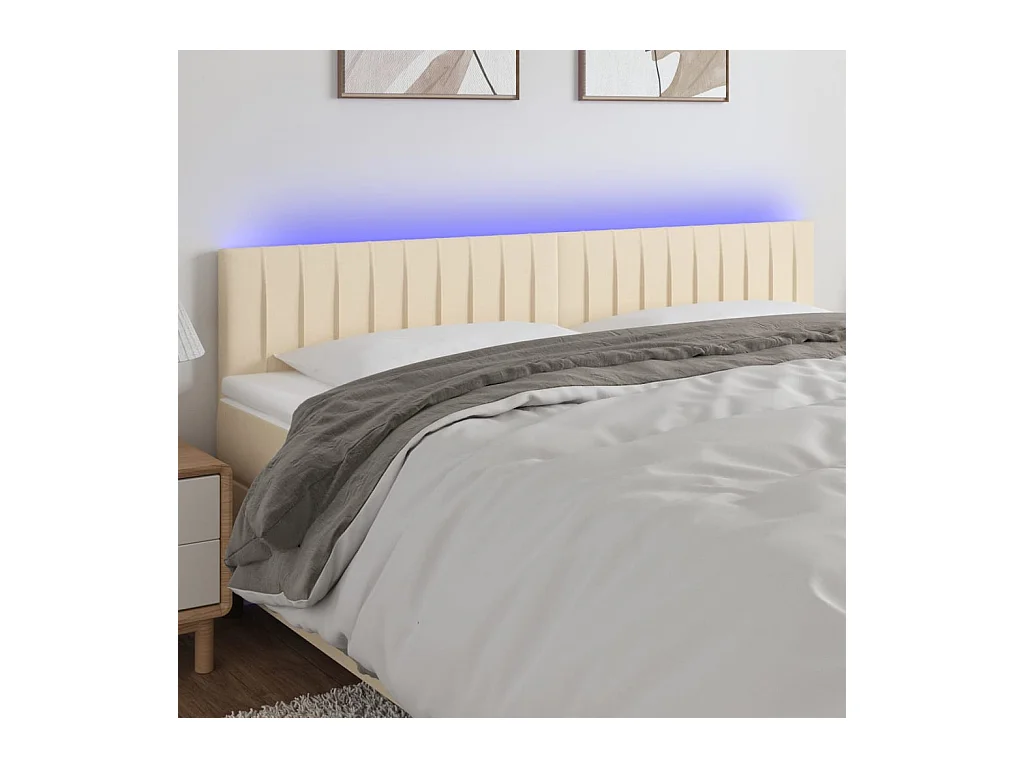 Tête de lit à LED Crème 200x5x78/88 cm Tissu