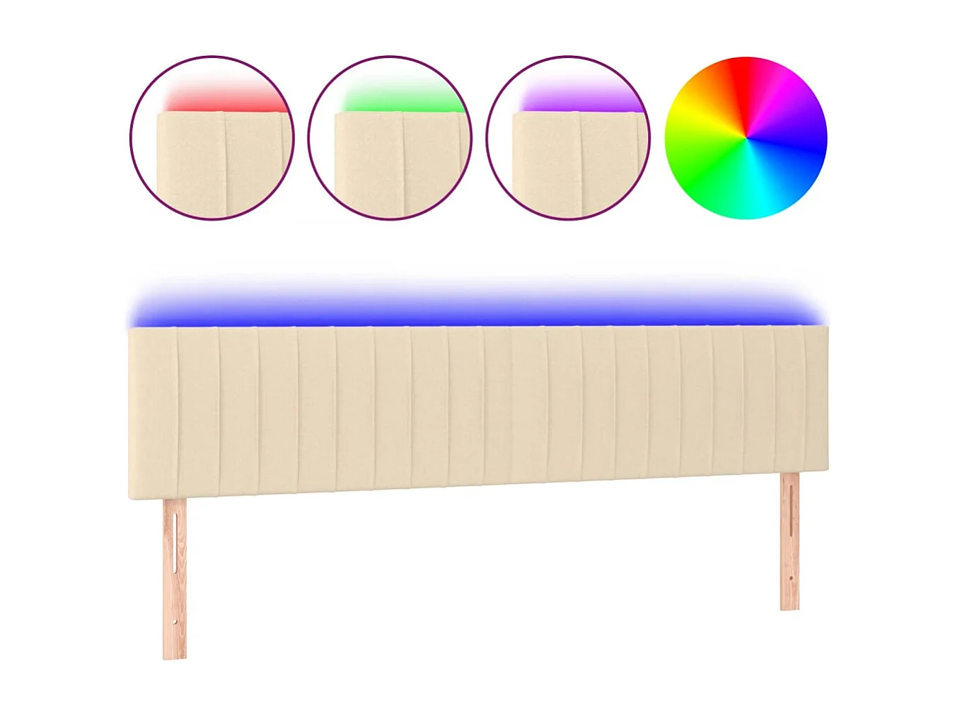 Tête de lit à LED Crème 200x5x78/88 cm Tissu