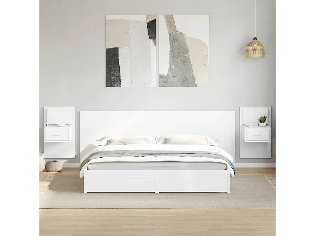 Cabeceira de cama c/ armários 240cm derivados de madeira branco