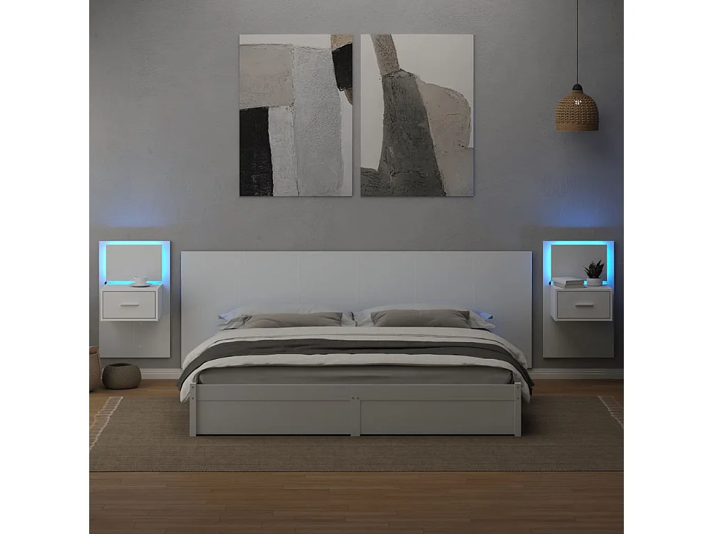 Cabeceira de cama c/ armários 240cm derivados de madeira branco