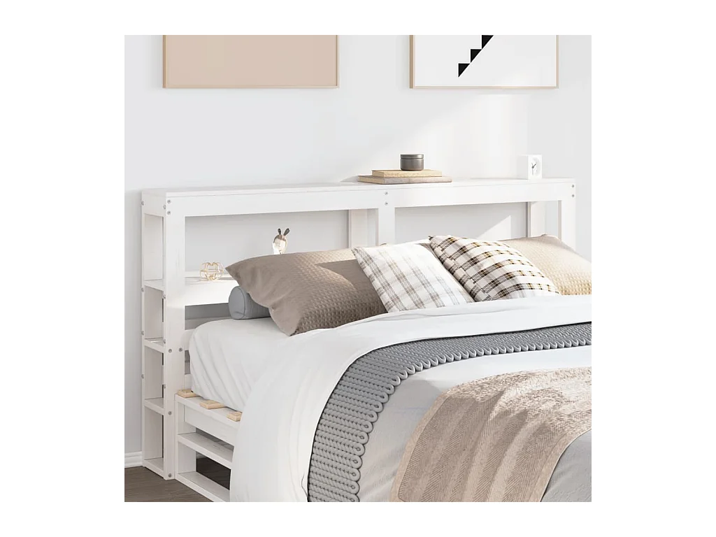 Tête de lit avec étagères blanc 160 cm bois massif de pin