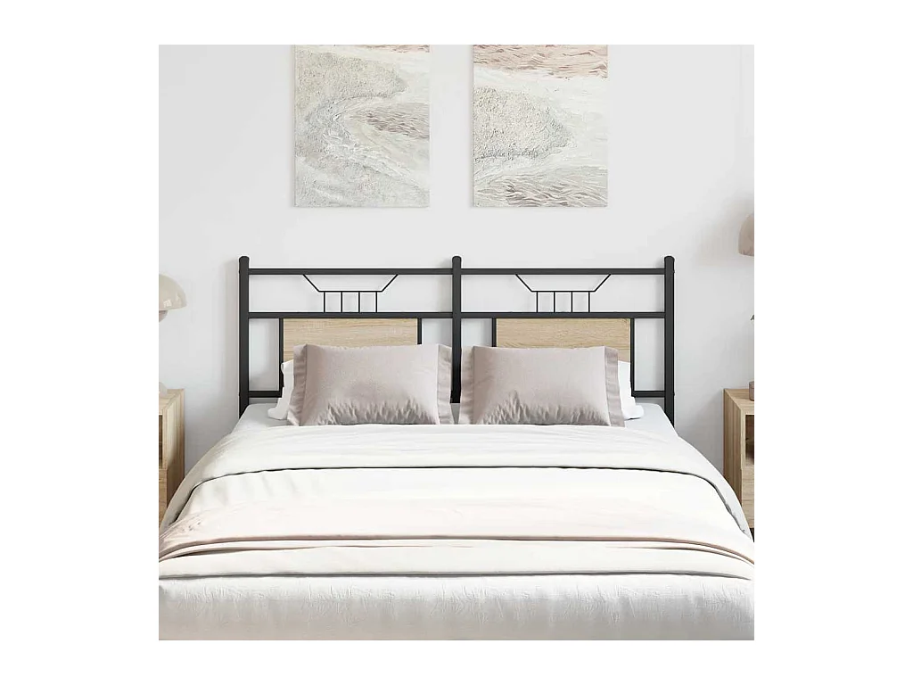 Tête de lit chêne sonoma 137 cm bois d'ingénierie et acier