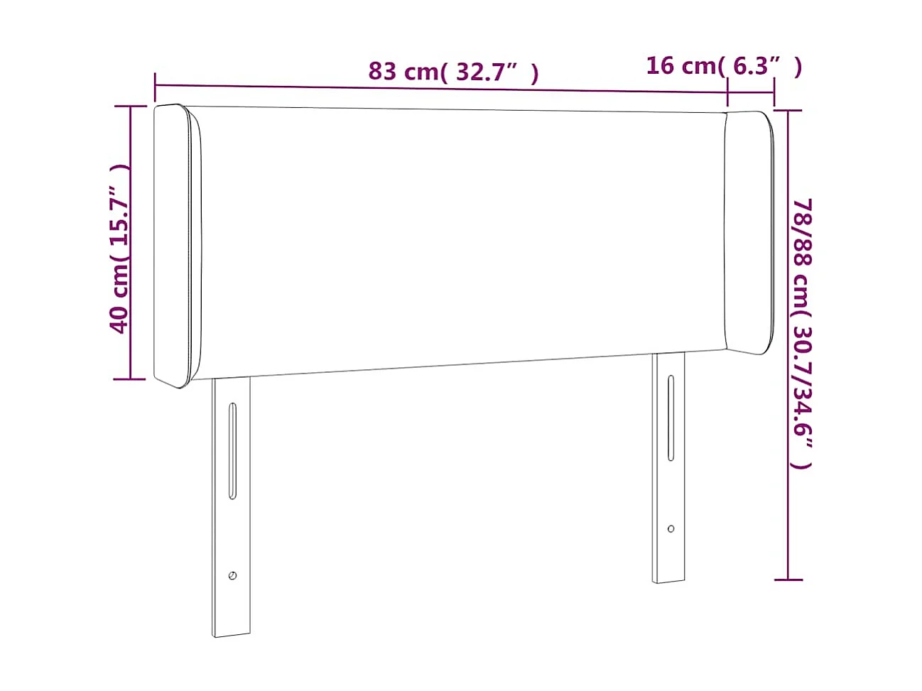Hoofdbord LED 83x16x78/88 cm fluweel donkergroen