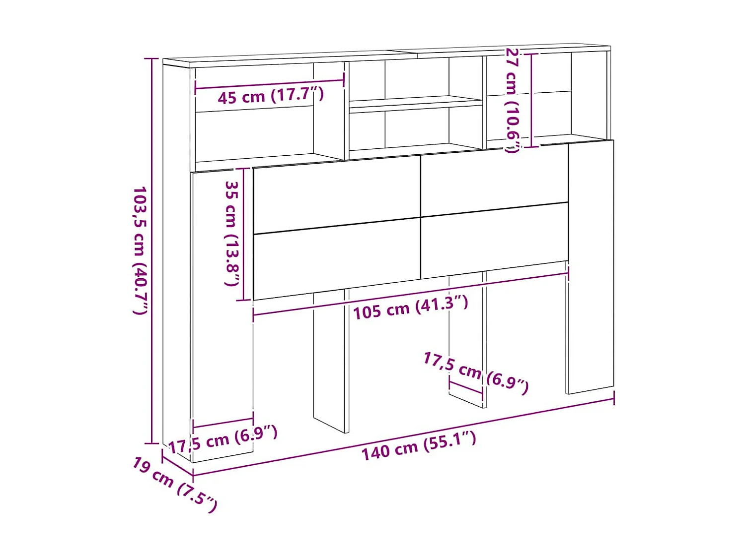 Hoofdbordkast Artisan Eiken 140x19x103,5 cm