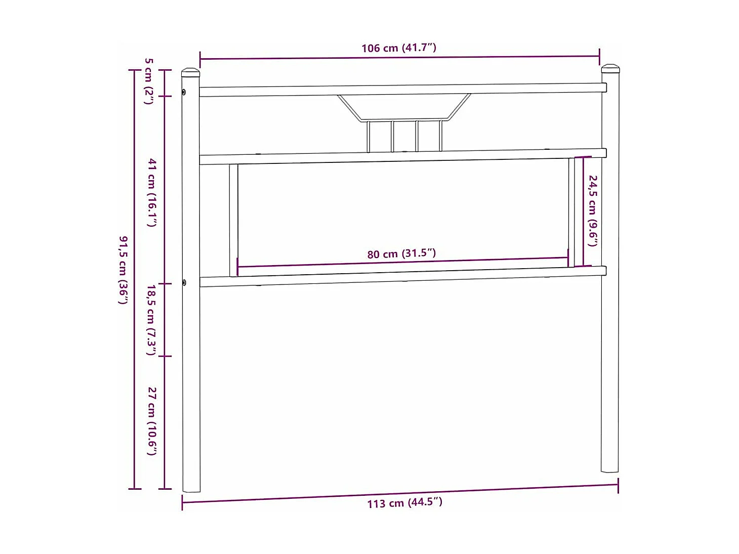 Tête de lit chêne sonoma 107 cm bois d'ingénierie et acier