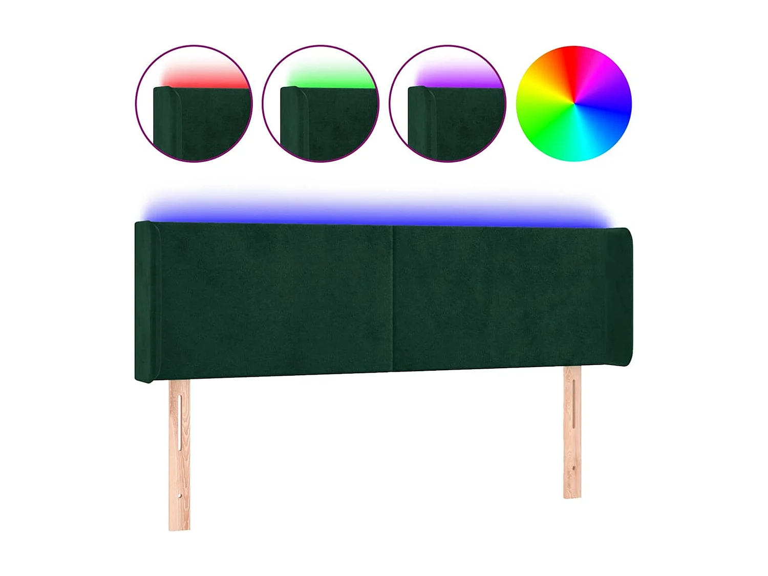 Tête de lit à LED Vert foncé 147x16x78/88 cm Velours
