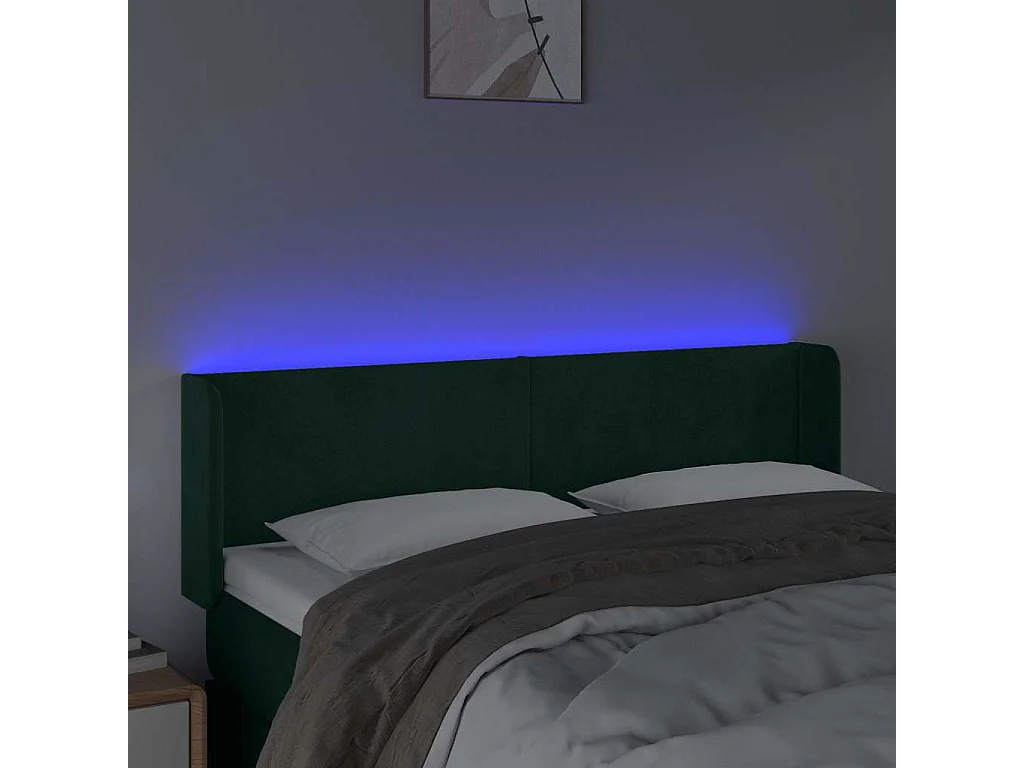 Tête de lit à LED Vert foncé 147x16x78/88 cm Velours