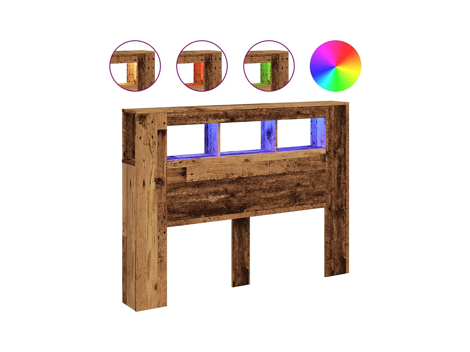 Tête de lit à LED vieux bois 140x18,5x103,5cm bois d'ingénierie