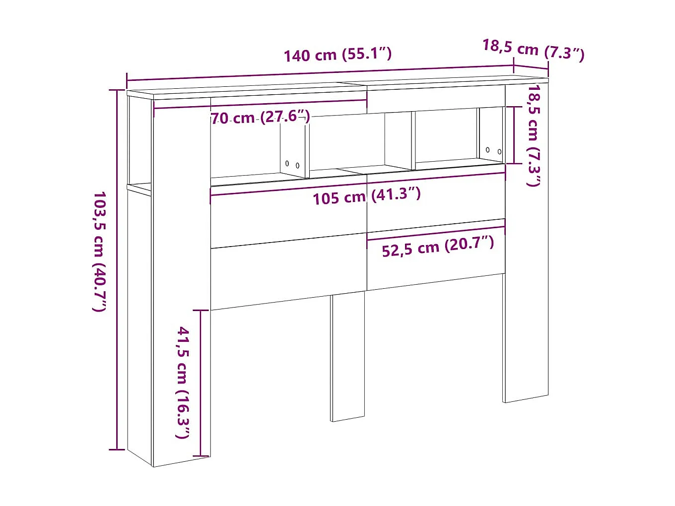 LED-Kopfteil Altholz-Optik 140x18,5x103,5 cm Holzwerkstoff