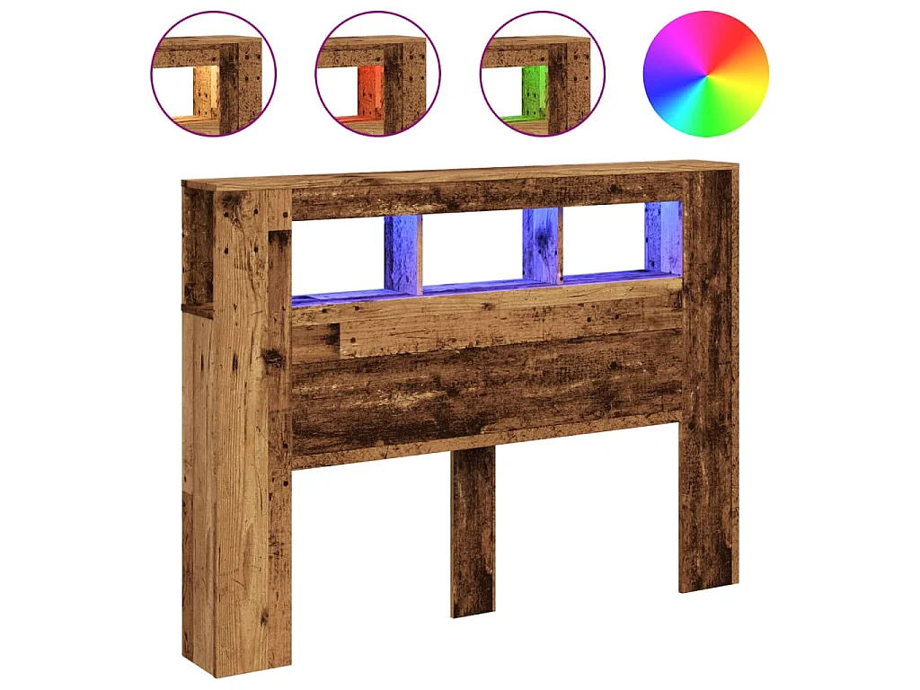 LED-Kopfteil Altholz-Optik 140x18,5x103,5 cm Holzwerkstoff