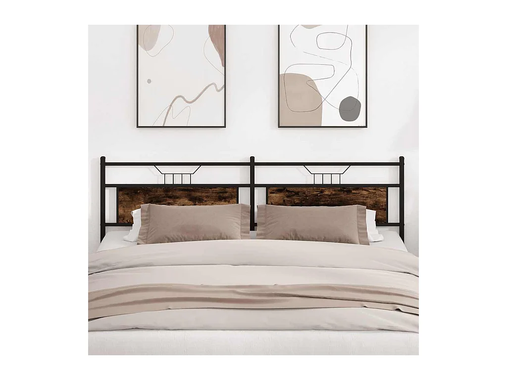 Tête de lit chêne fumé 200 cm bois d'ingénierie et acier